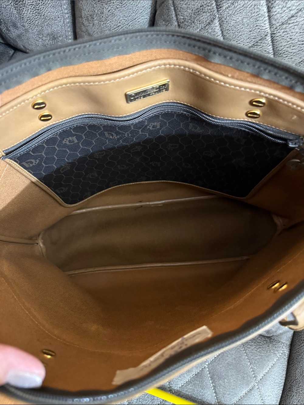 Dior- Vintage Brown & Tan Monogram Tote - Picture 7 of 7